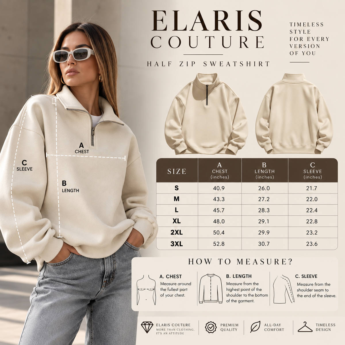 Elaris Oversized Half-Zip Sweatshirt