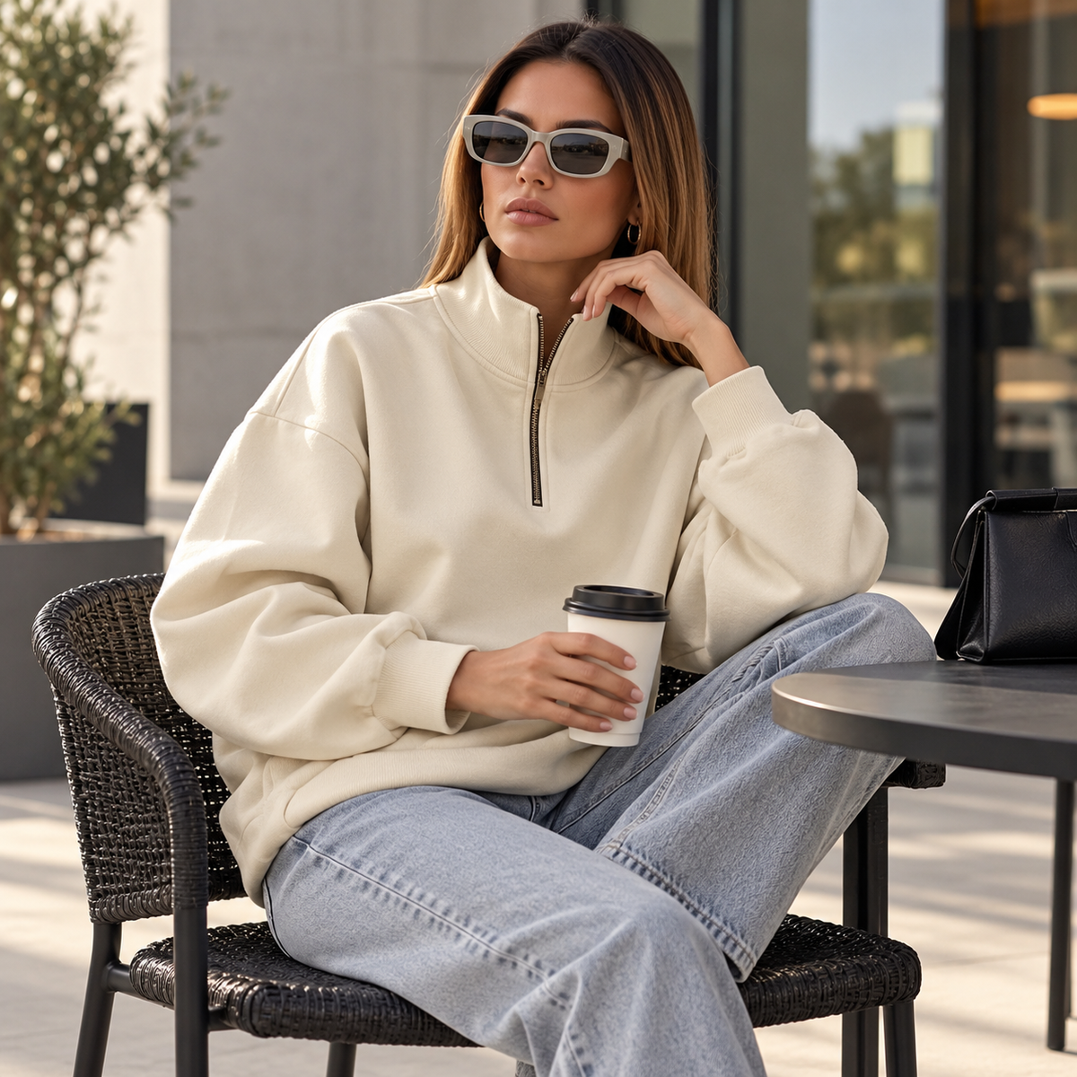 Elaris Oversized Half-Zip Sweatshirt