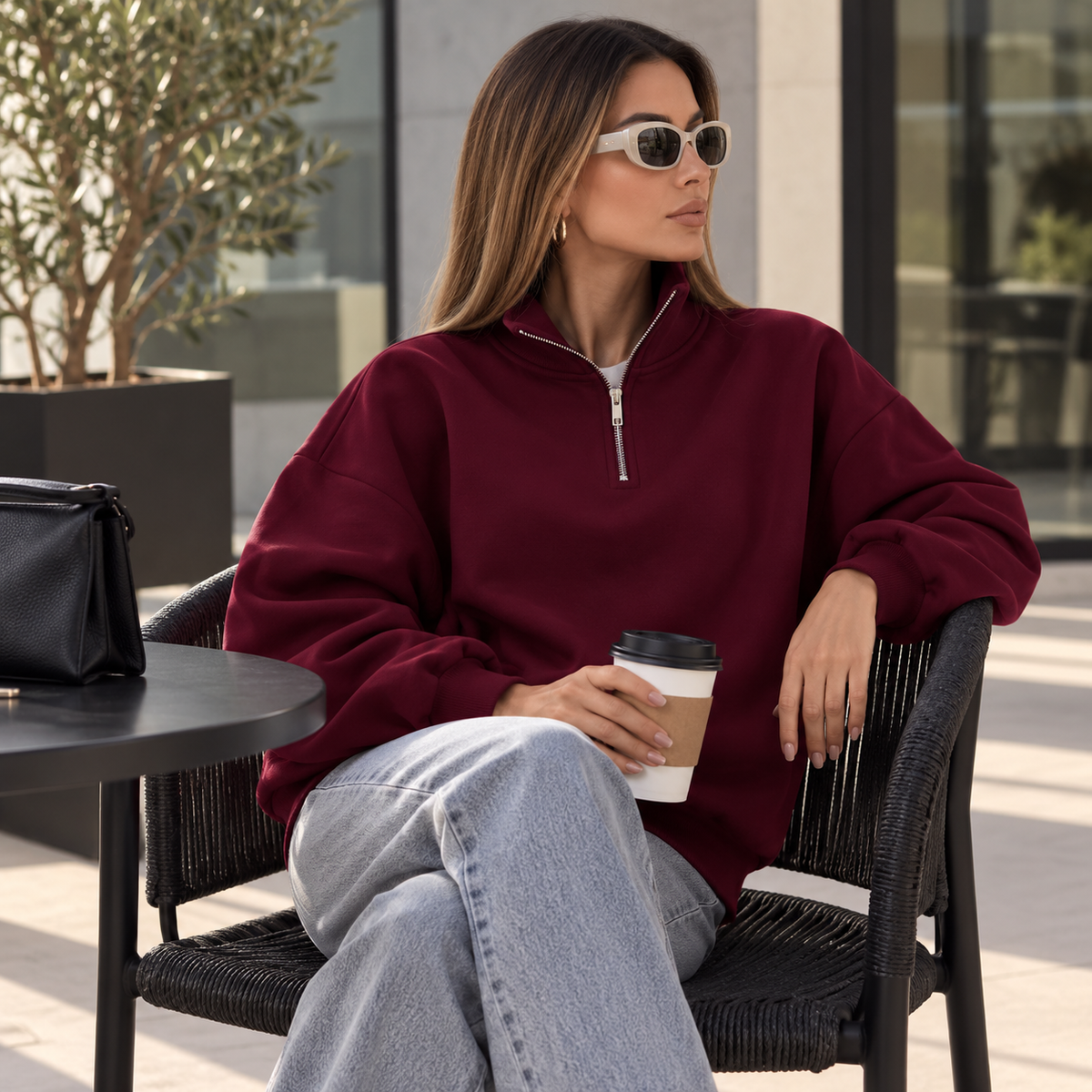 Elaris Oversized Half-Zip Sweatshirt