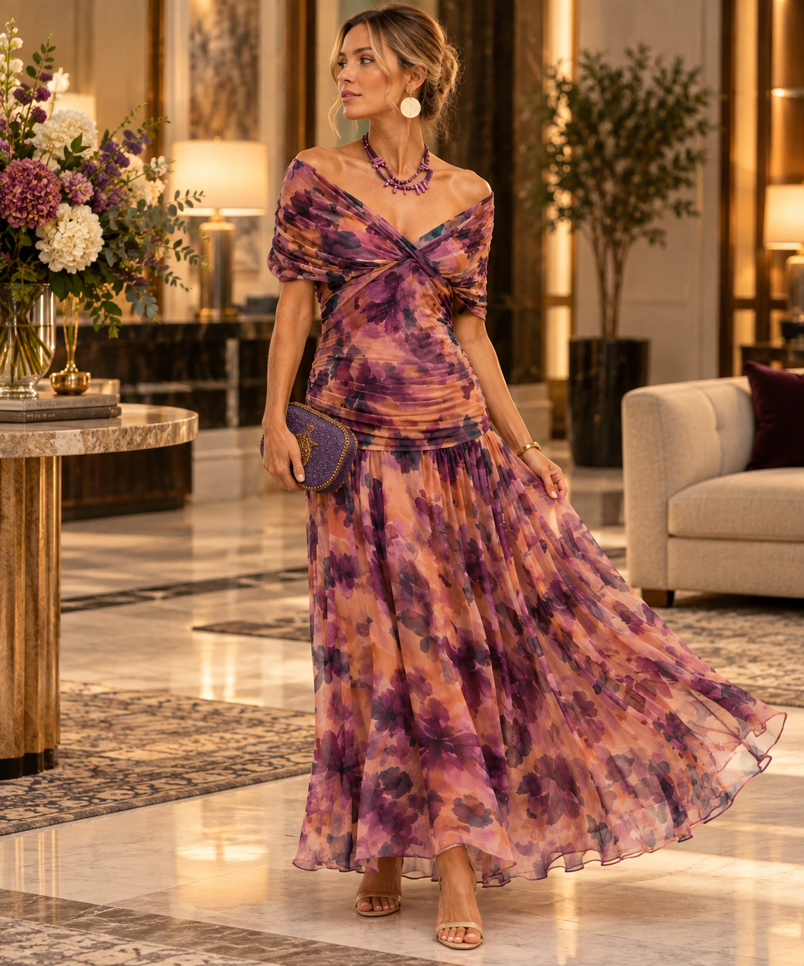 Mikaela Long Off-the-Shoulder Dress