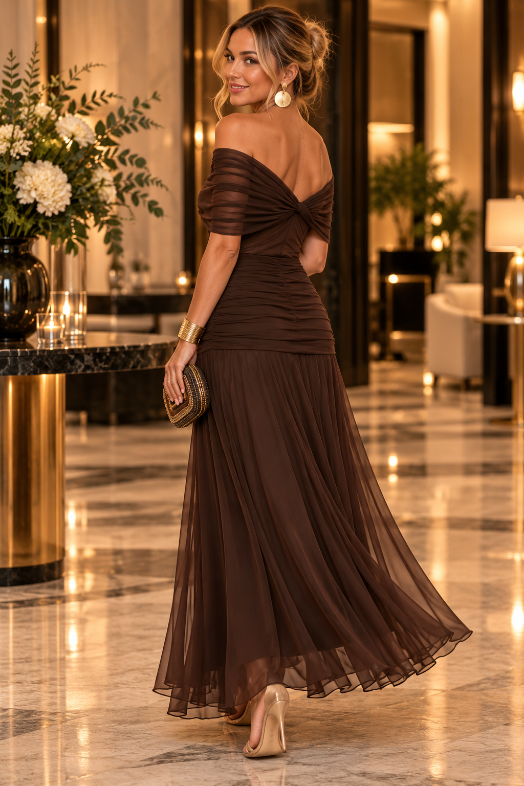 Mikaela Long Off-the-Shoulder Dress